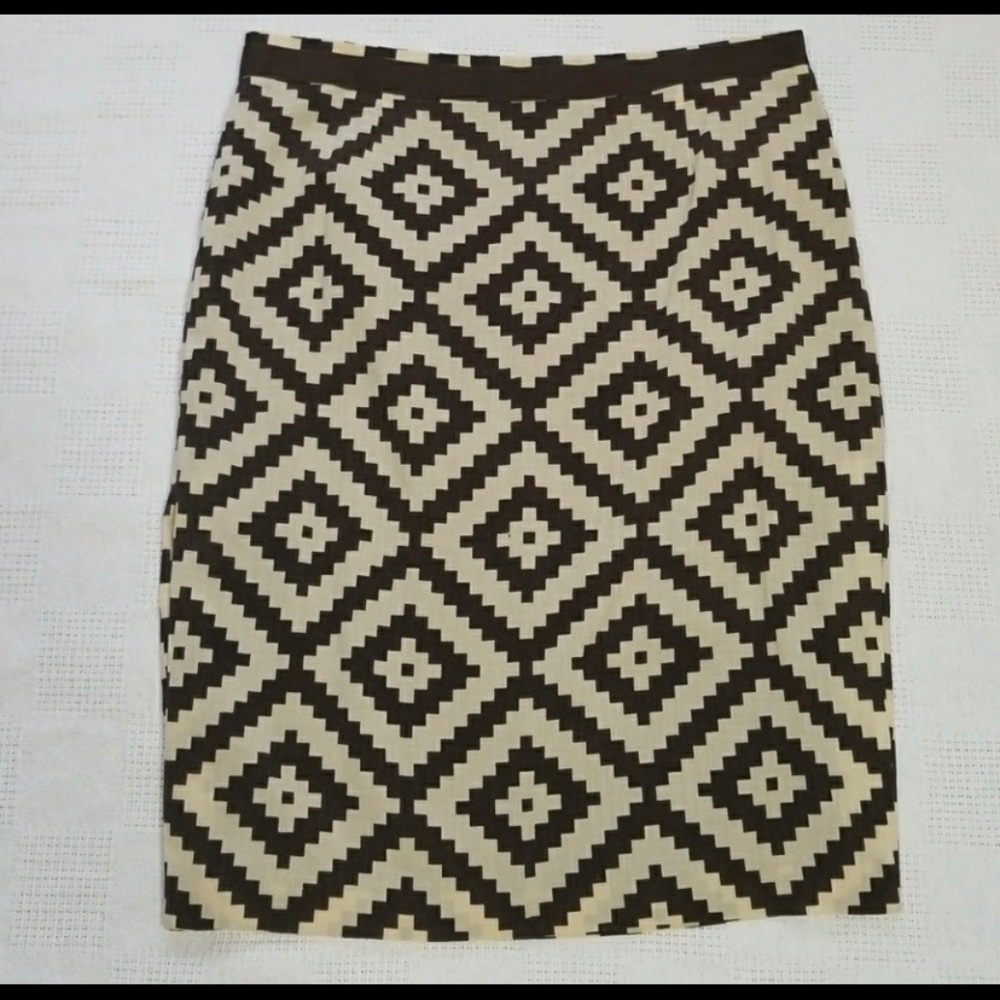 Tory Burch Geometric Print Brown & Tan Skirt